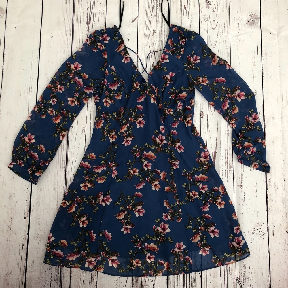 Navy Blue, Floral Summer Dress